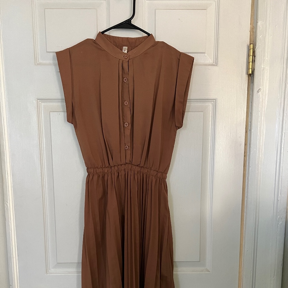 Vintage  Button Up Dress with Pleated Skirt